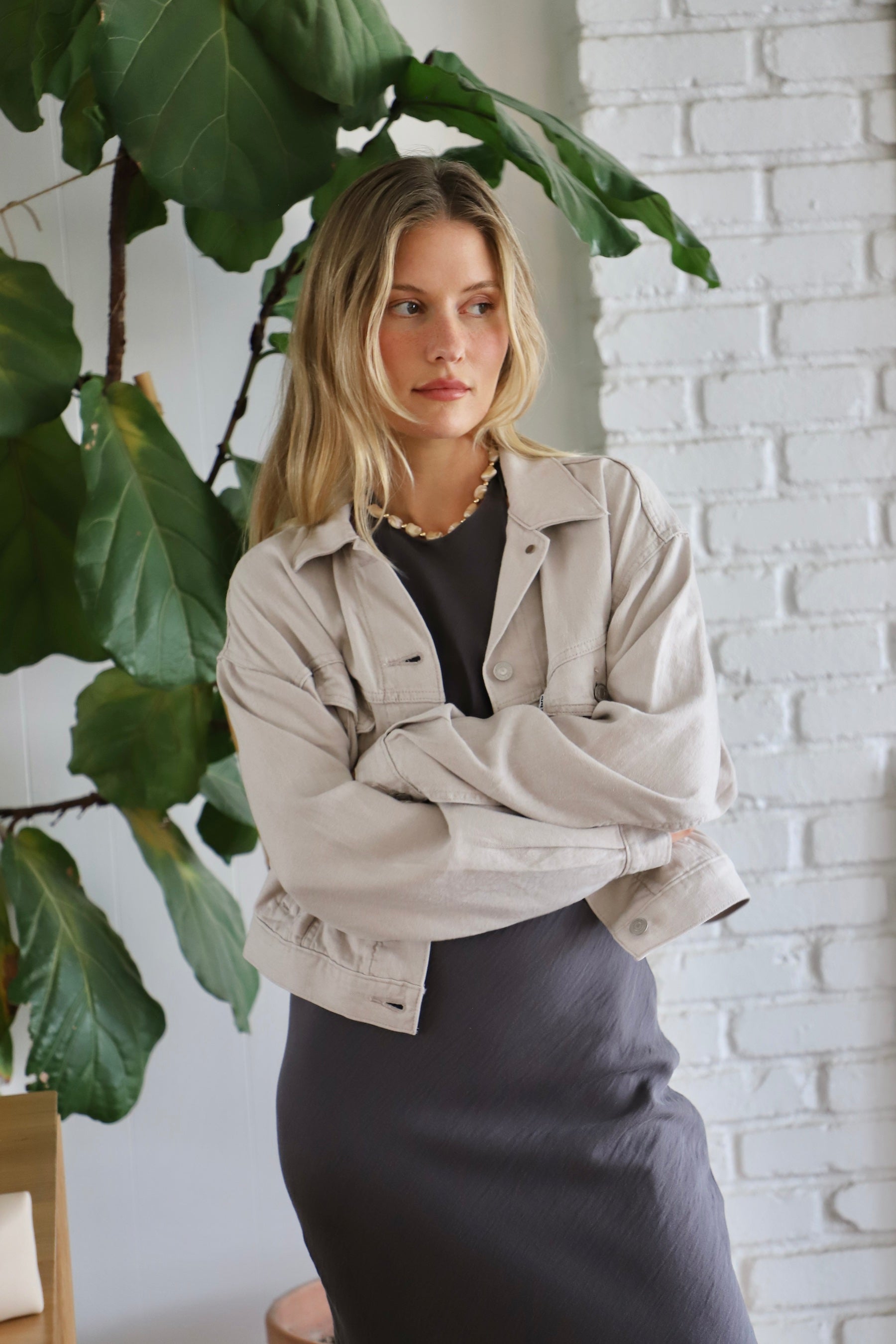 Crystal Gray Shrunken 90s Trucker – Prism Boutique