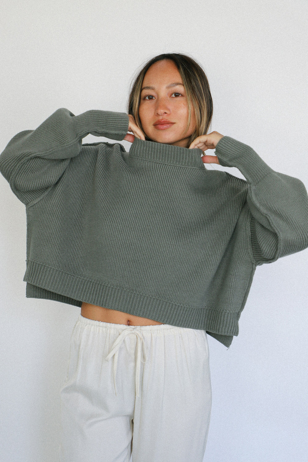 Dried Basil Easy Street Crop Pullover