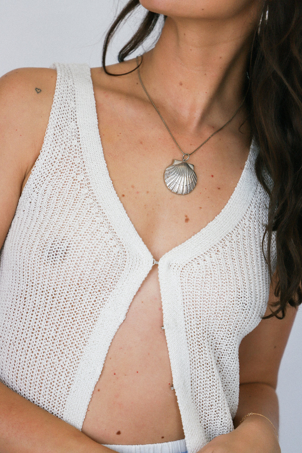 Silver Oversized Shell Necklace