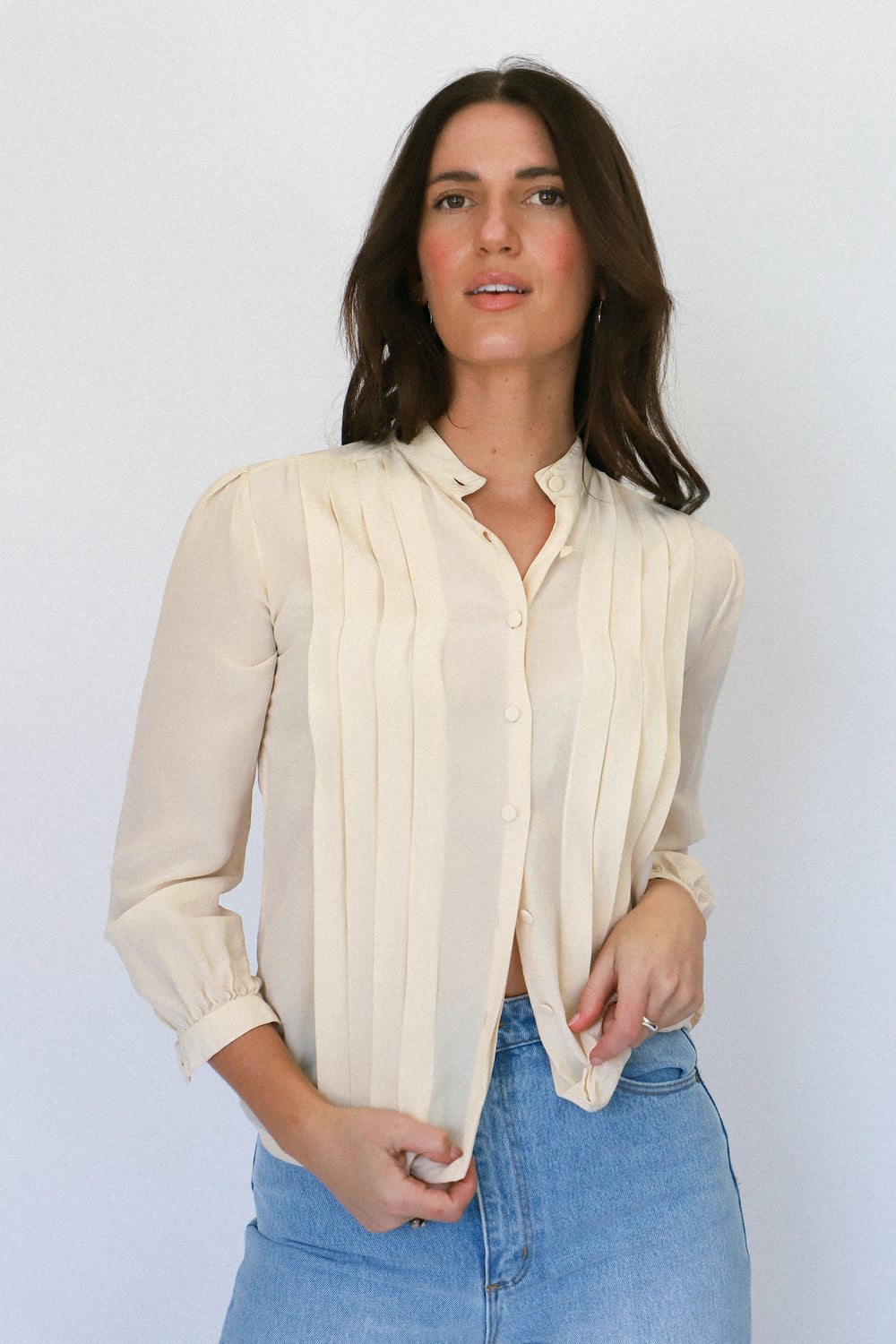 Ivory Pleated Blouse