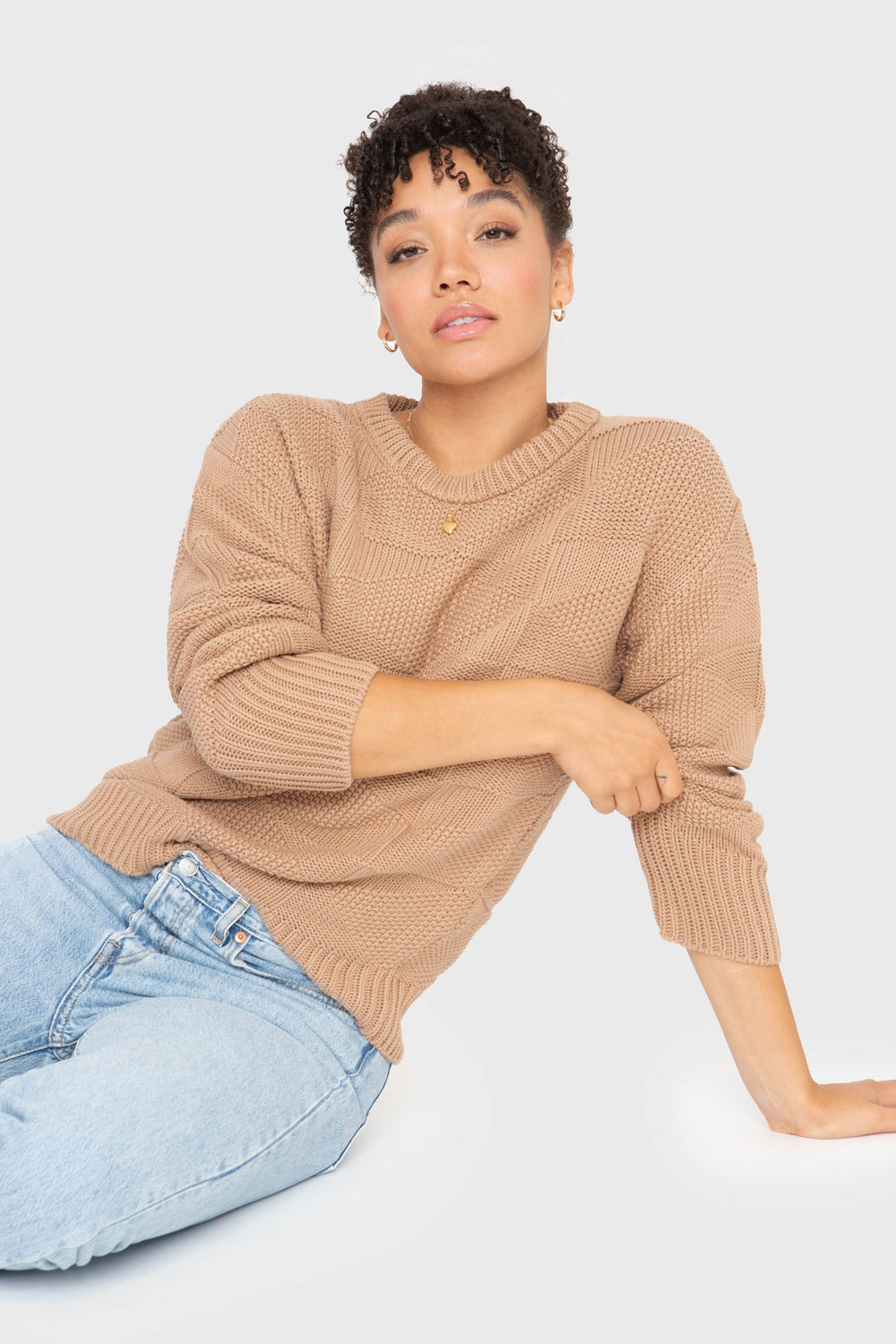 The Geo Knit Sweater - Camel