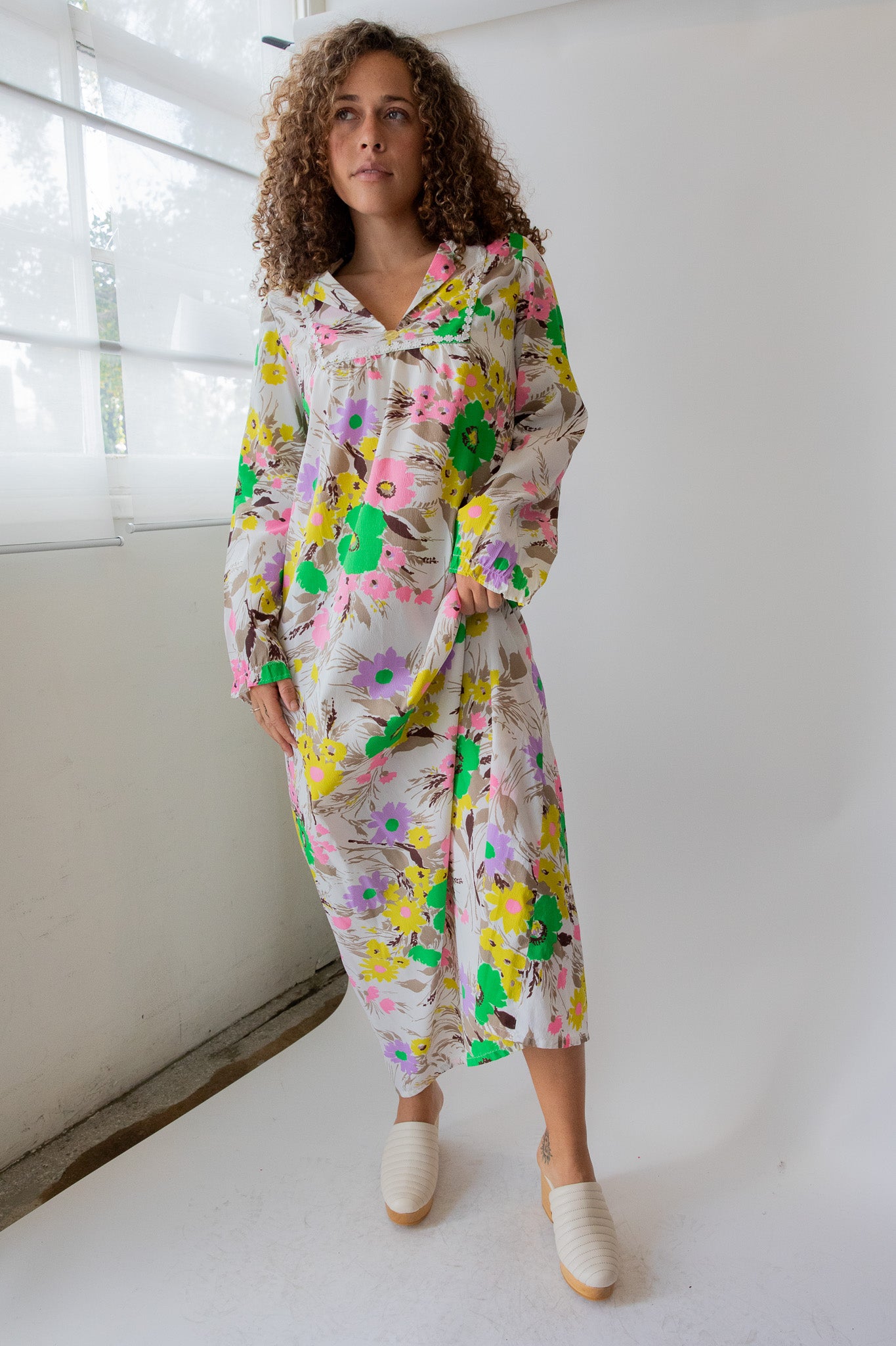 60's maxi dress 60s Flower Maxi Dress