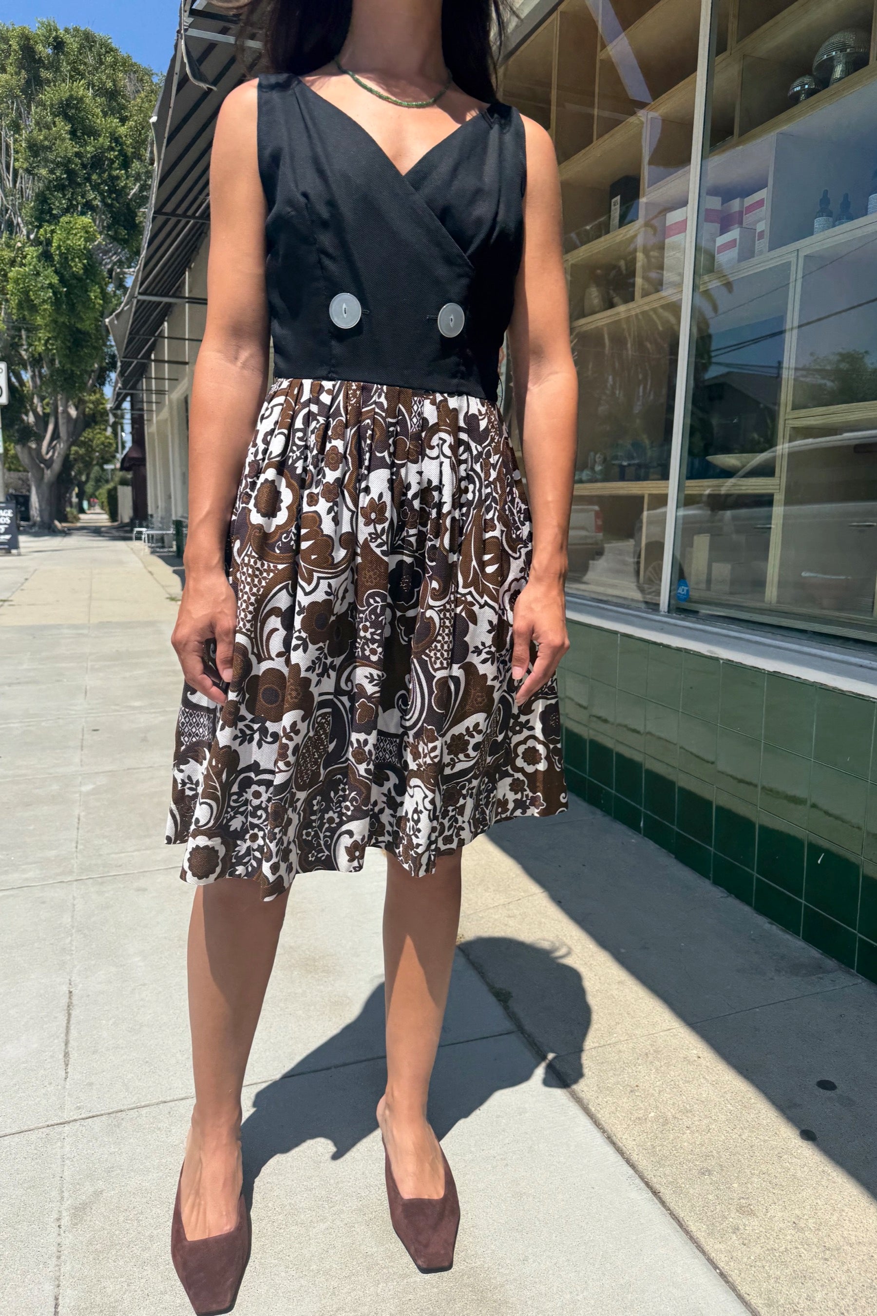 Black + Brown Paisley Dress