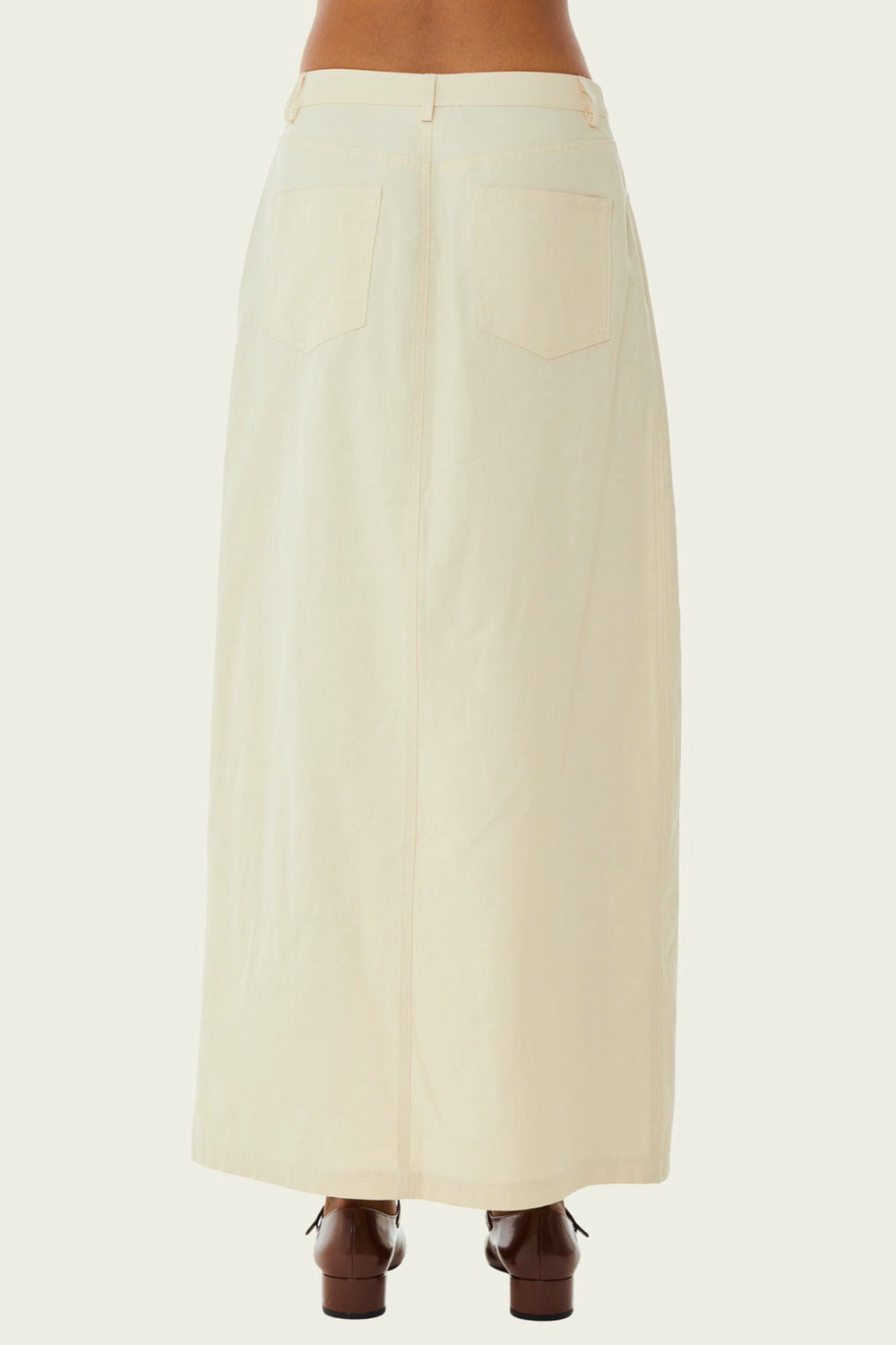 Antique White Khaki Midi Skirt