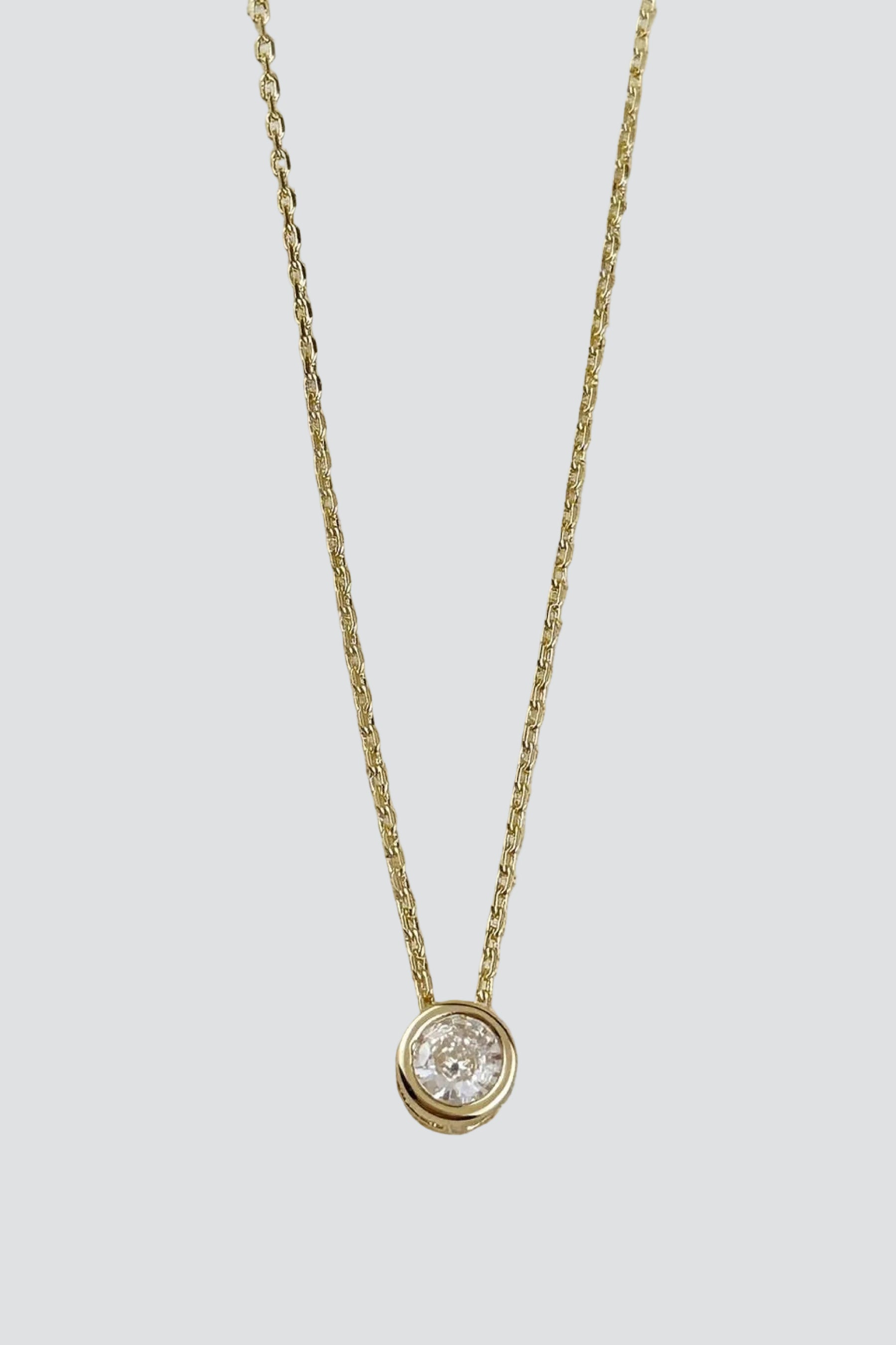 Gold Solitaire CZ Necklace – Prism Boutique