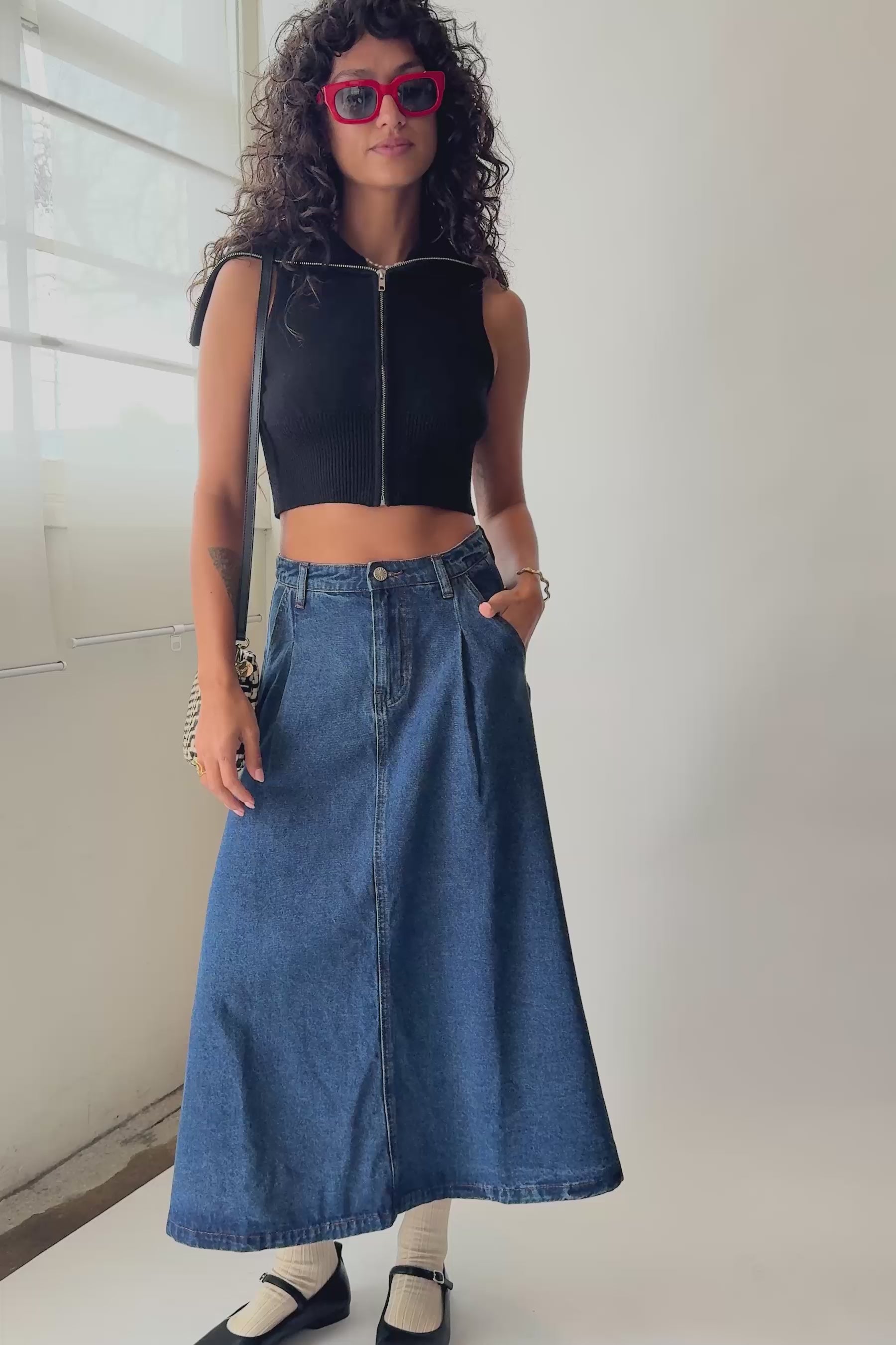 wonnyribbon blue denim skirt デニムスカート Washed Blue Bonnie Skirt – Prism Boutique