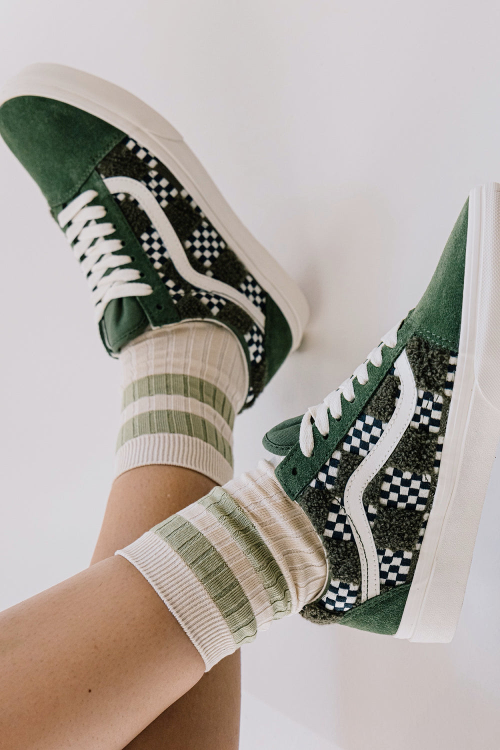 Loden Green Tufted Check Old Skool