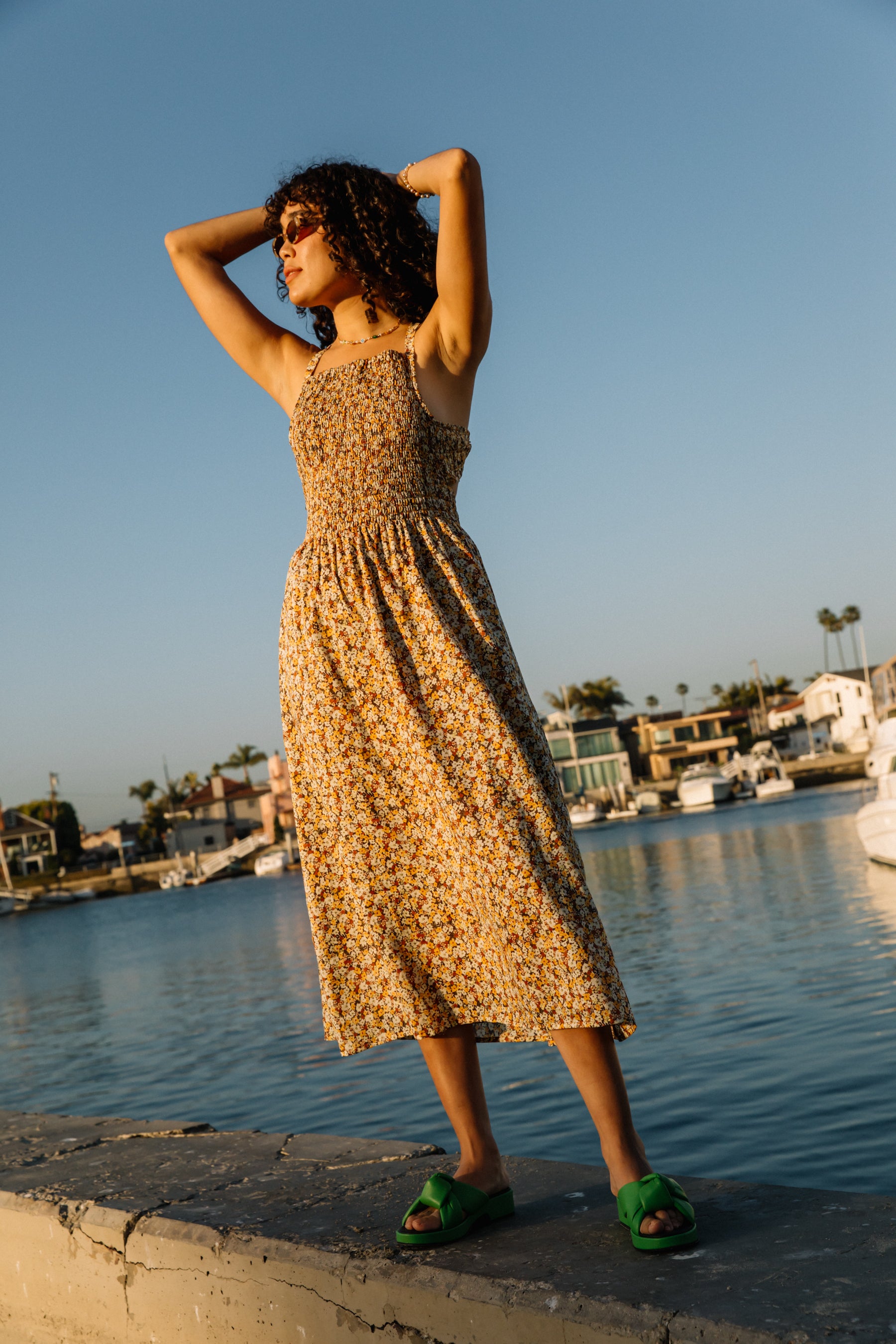 knee length dresses for ladies Edelyn Floral Claretta Midi Dress main image 1