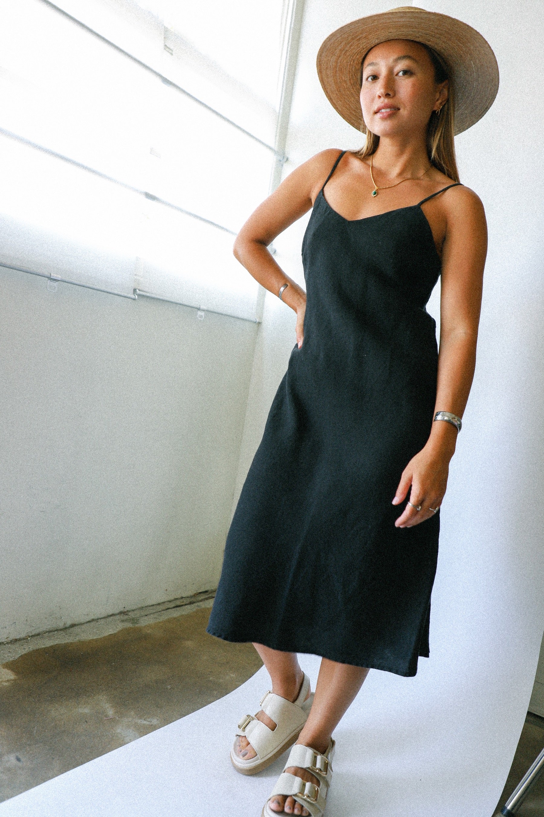 Jet Black Linen Slip Dress Prism Boutique Jet Black Linen Slip Dress Prism Boutique