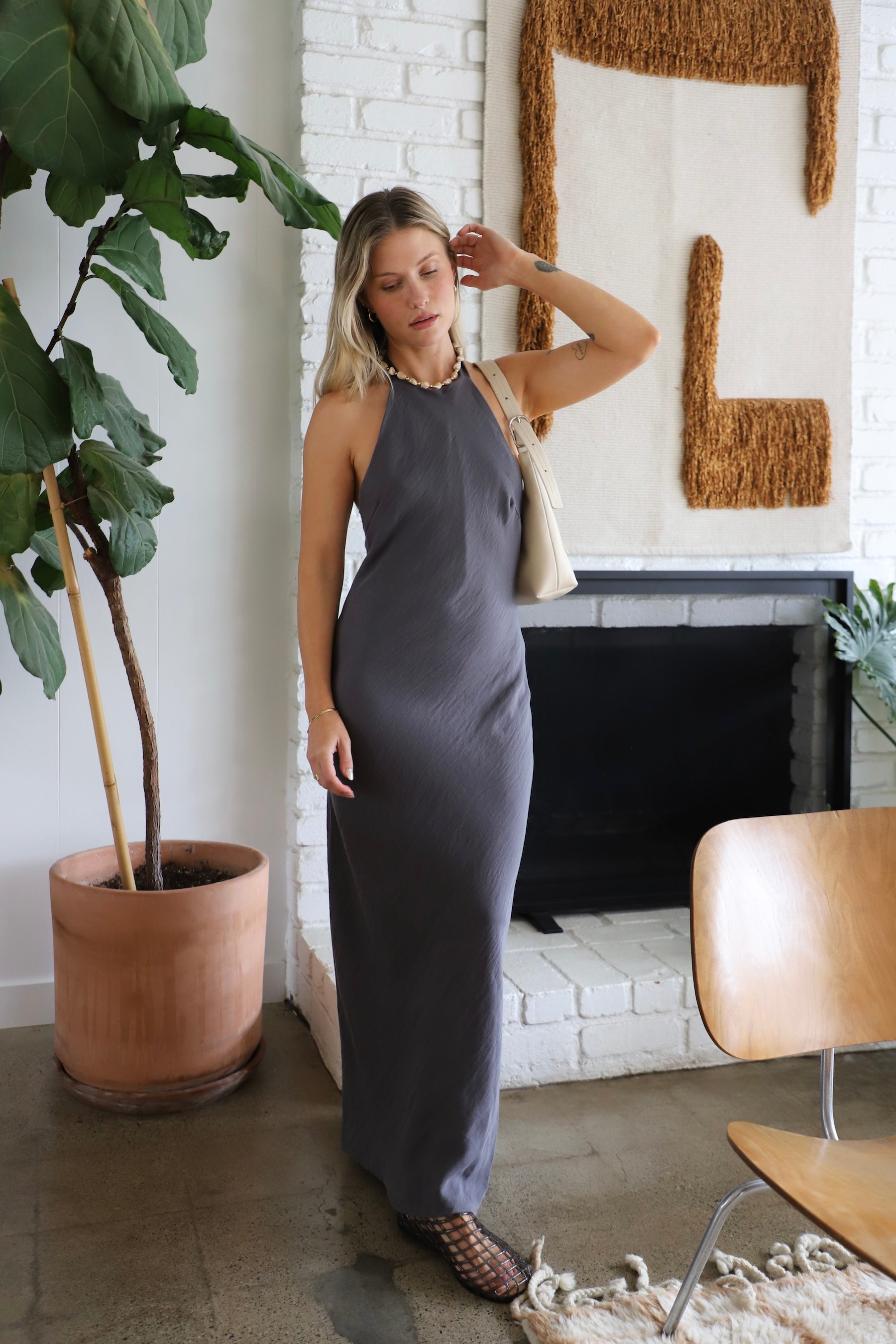 Charcoal Rumi Halter Dress Charcoal Rumi Halter Dress