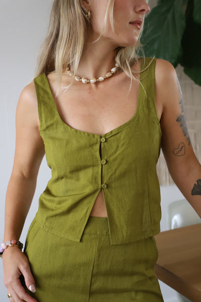 Olive Maya Vest Top – Prism Boutique Olive Maya Vest Top – Prism Boutique
