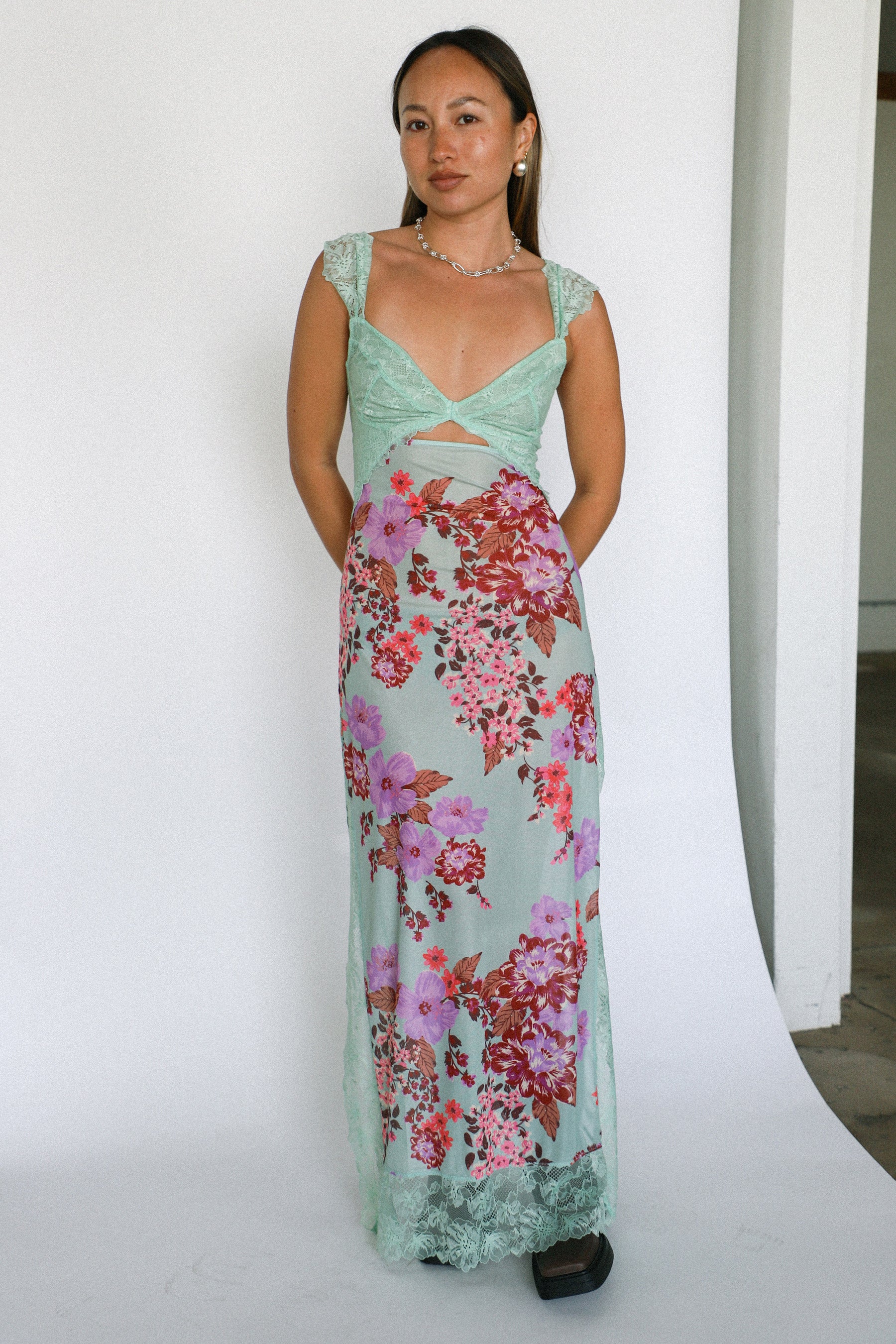 suddenly fine maxi slip dress Sage on styling and single NEW CODE Rework Coming sleeveless Wrap dress Packaging:1 Each / Each