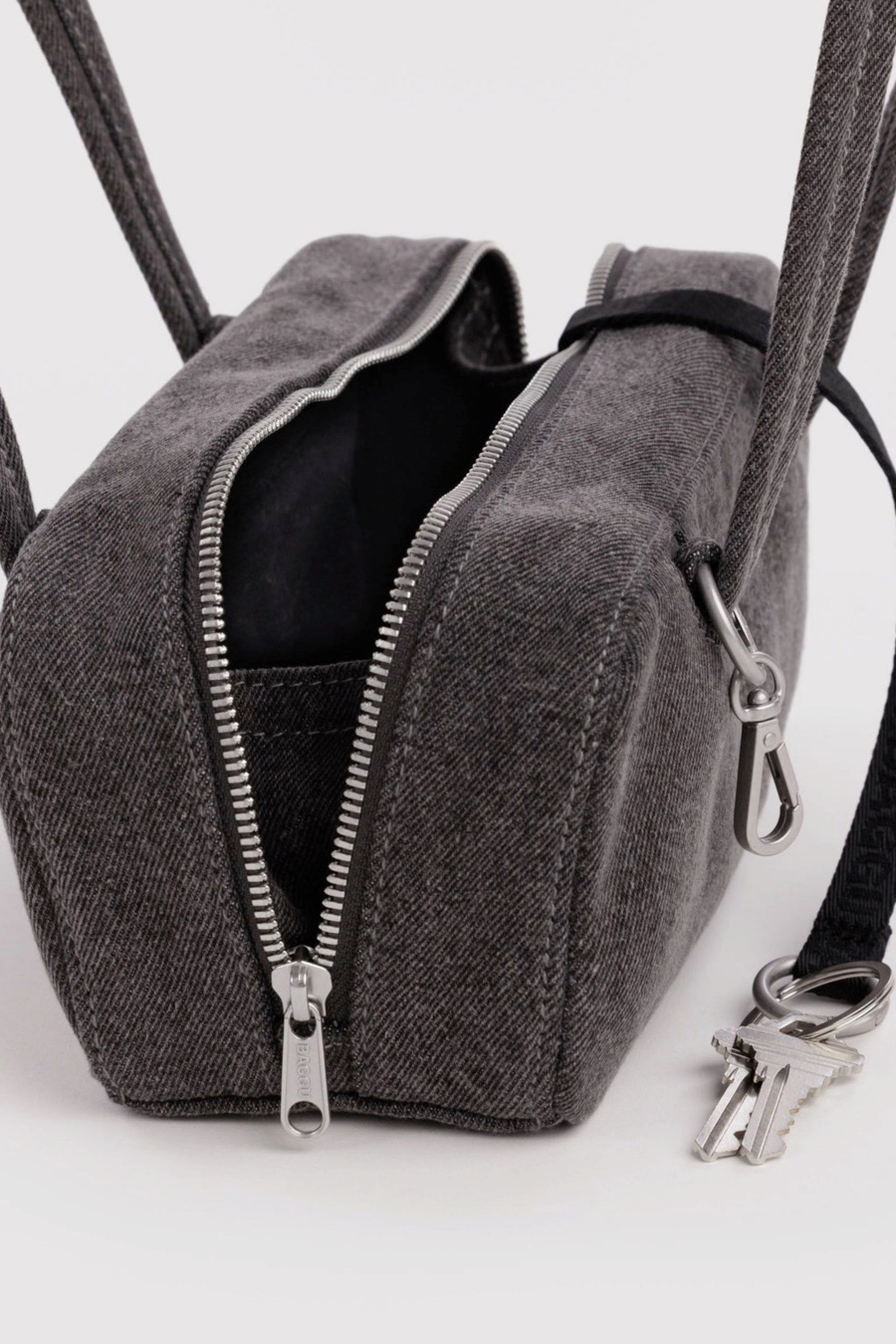 Small Washed Denim  Bowler Bag