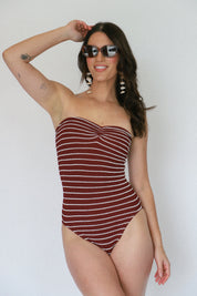 Wine Stripe Brooke One Piece