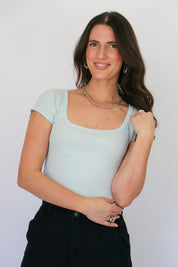 Pale Aqua End Game Pointelle Baby Tee