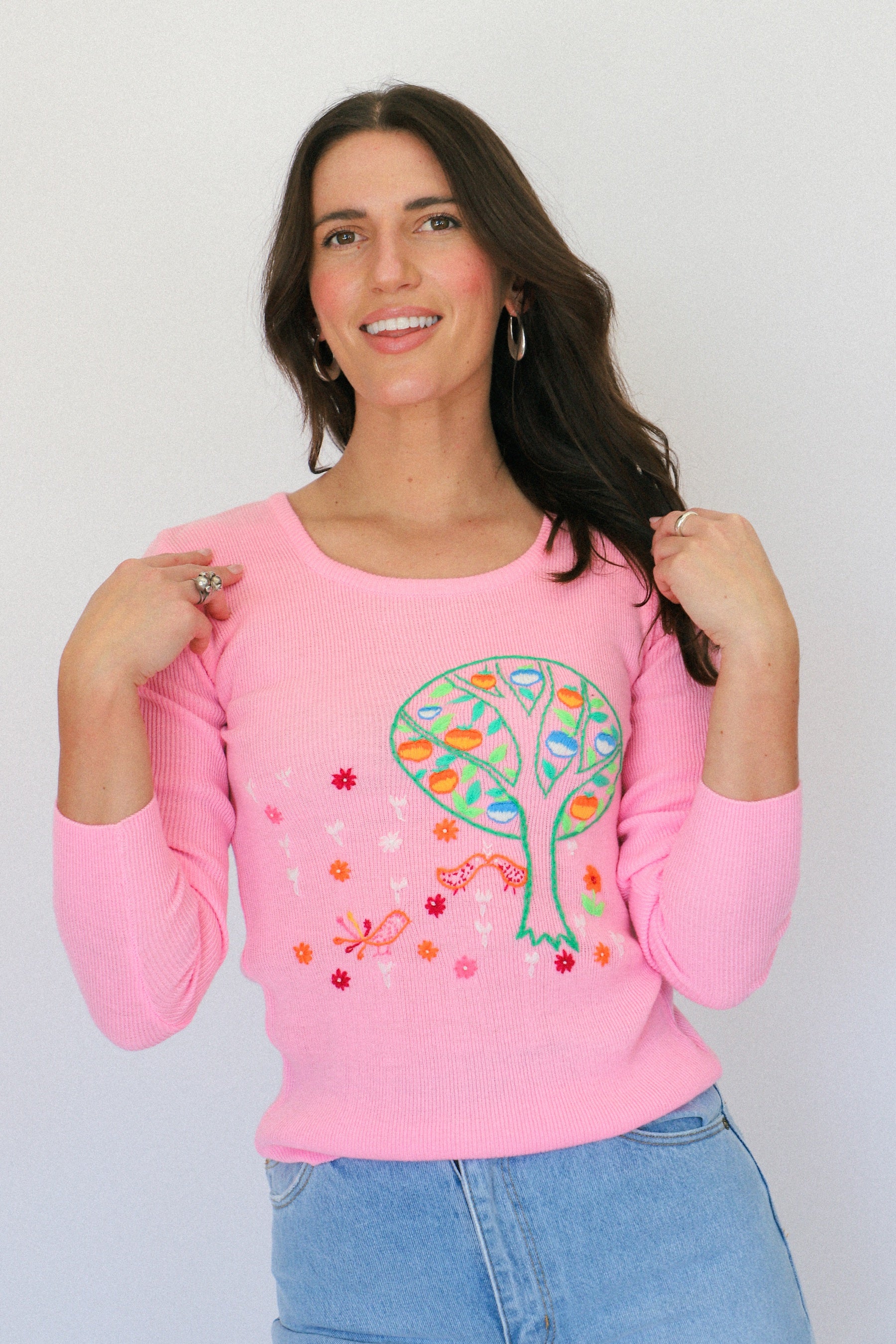 Pink Hand Stitched Sweater