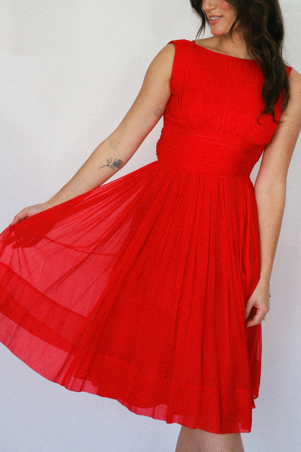 Red Pleated Dress