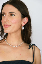 Silver Wave Hoops