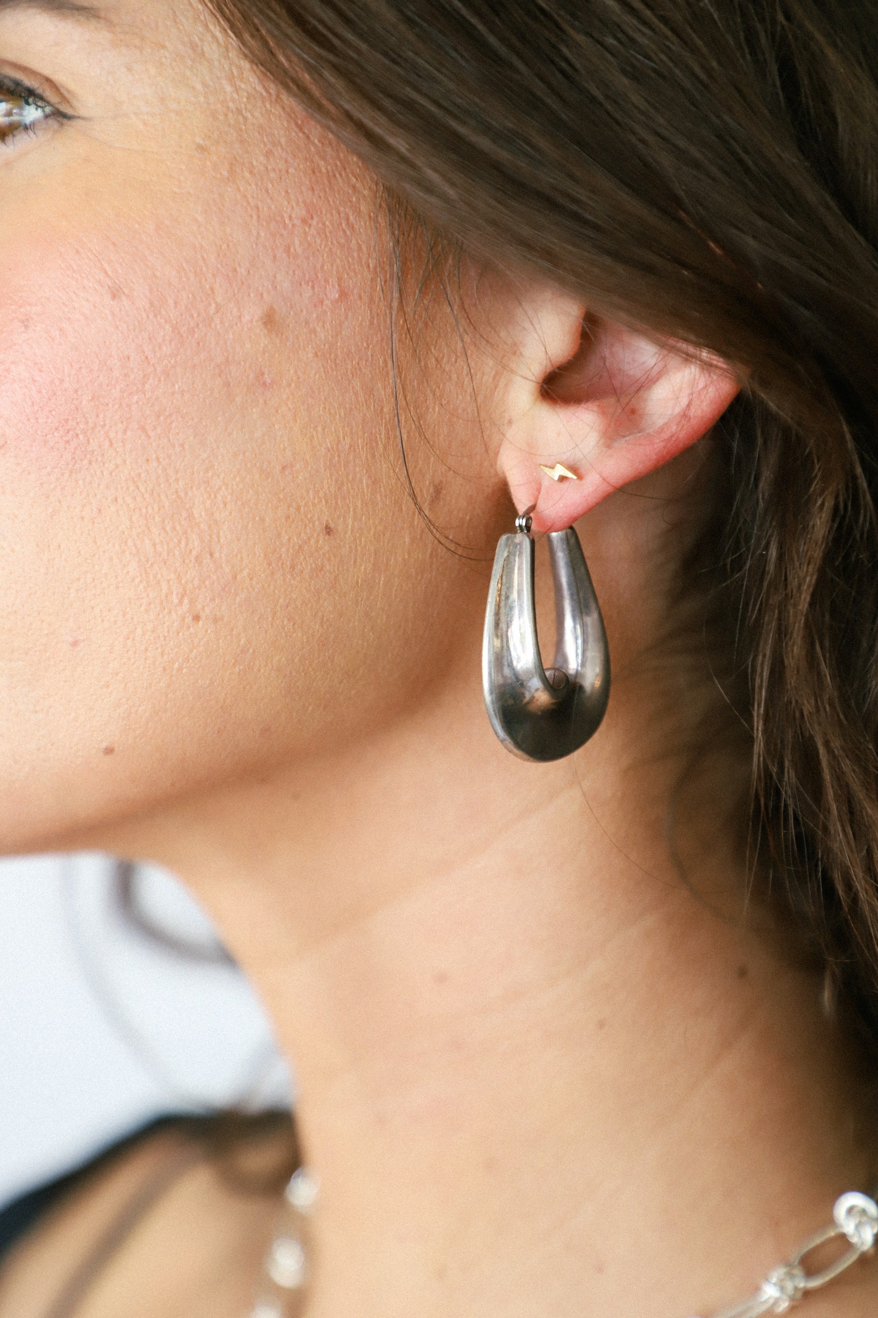 Silver Wave Hoops