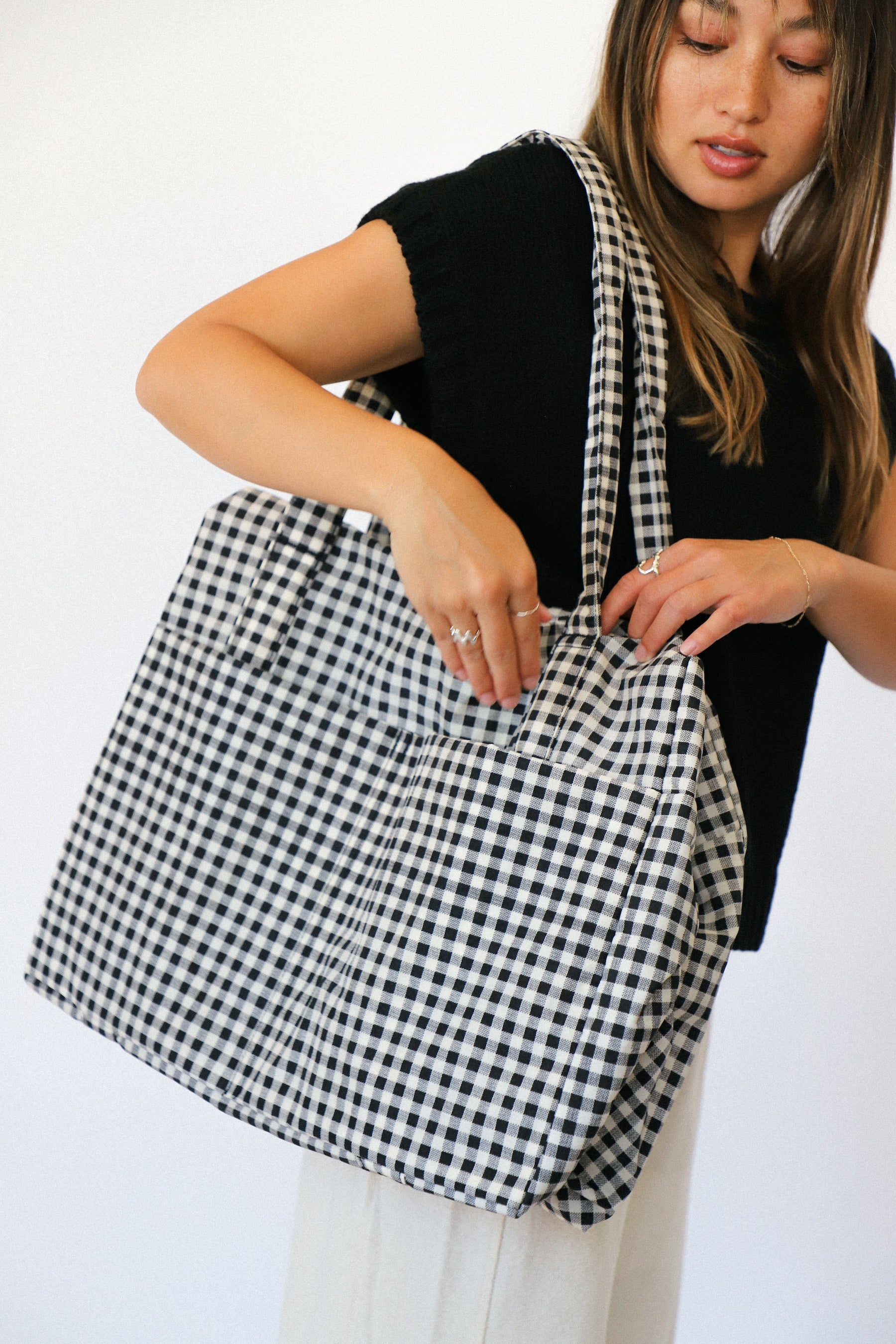 Black & White Gingham Cloud Carry-on