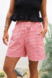 Red Gingham City Shorts