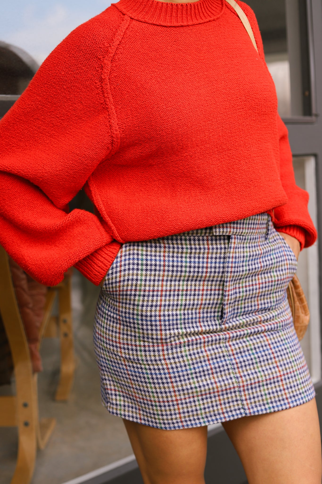 Navy plaid mini skirt clearance