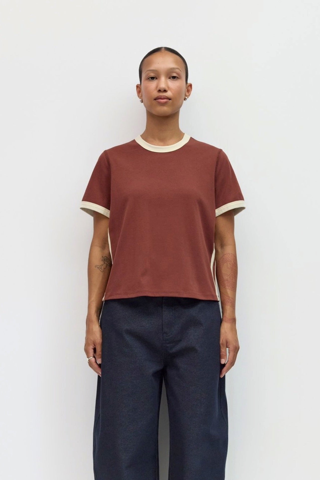 Brown Stripe Cait Tee