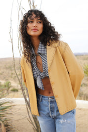 Camel Leather Whipstitch Jacket