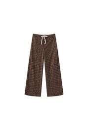 Checkered Drawstring Wide Leg