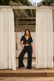 Black Simona Tie Top