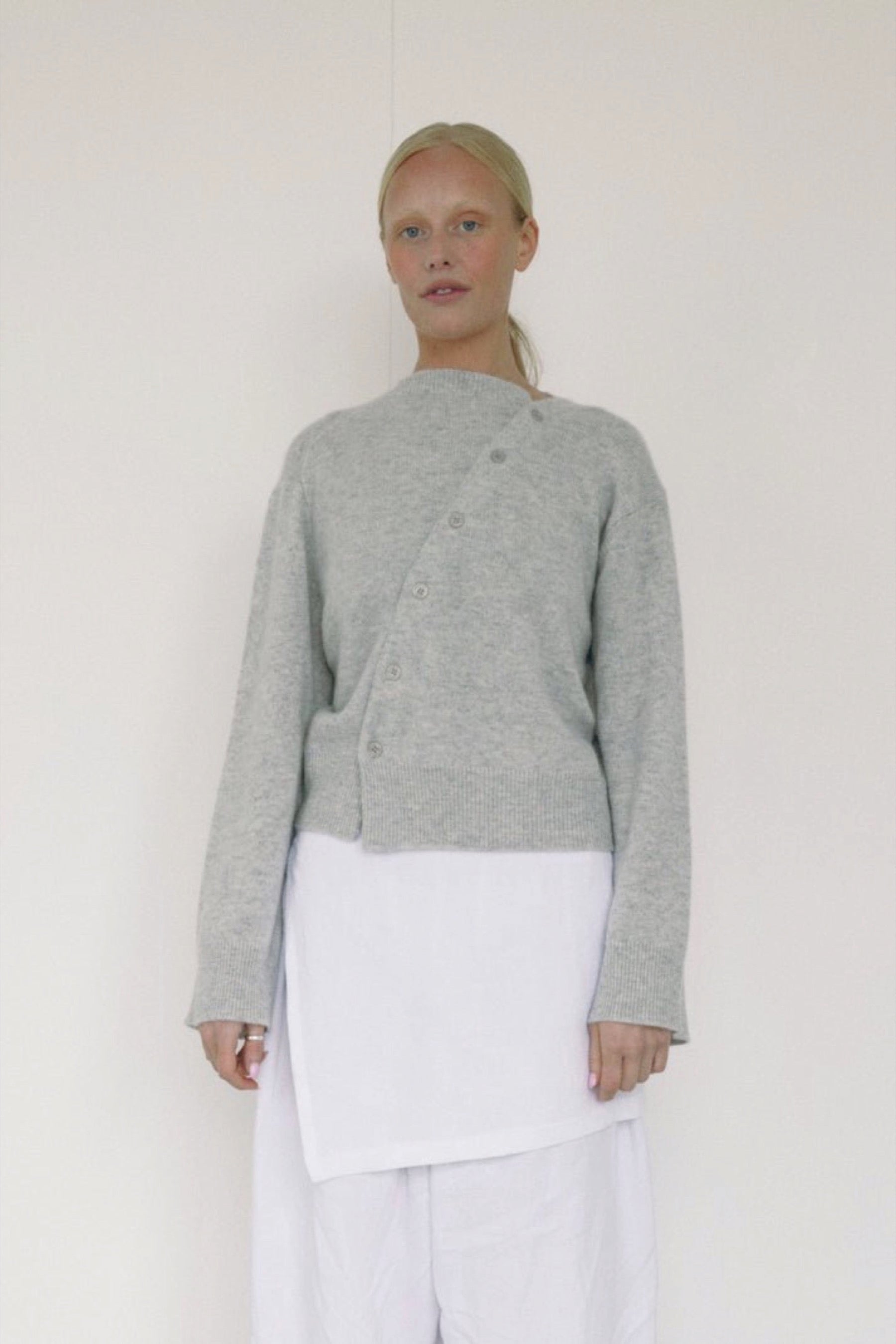 Mist Asymmetric Knit Cardigan