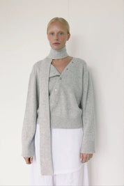 Mist Asymmetric Knit Cardigan