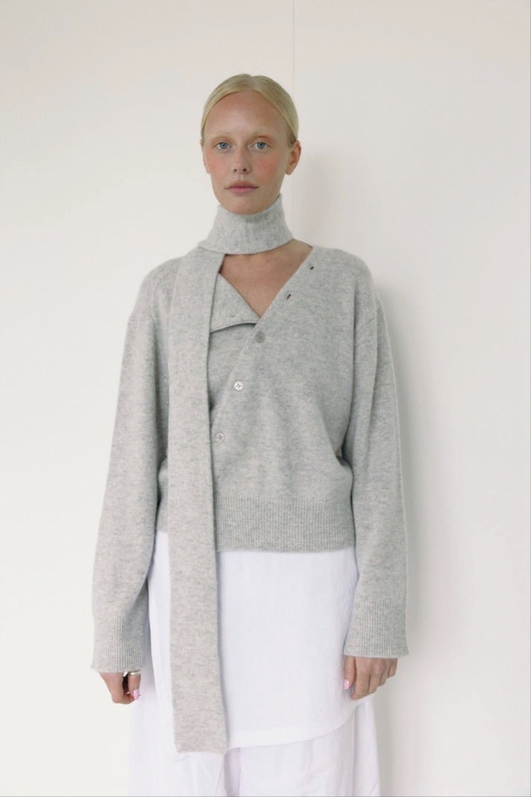 Mist Asymmetric Knit Cardigan