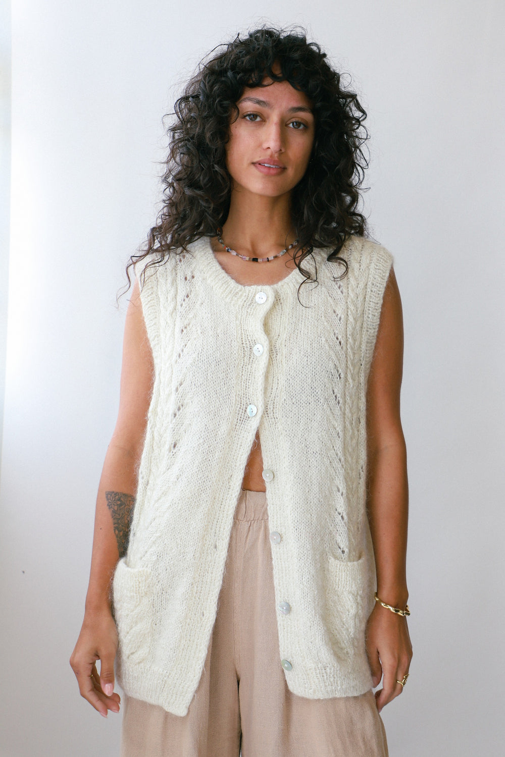 Ivory Hand Knit Vest