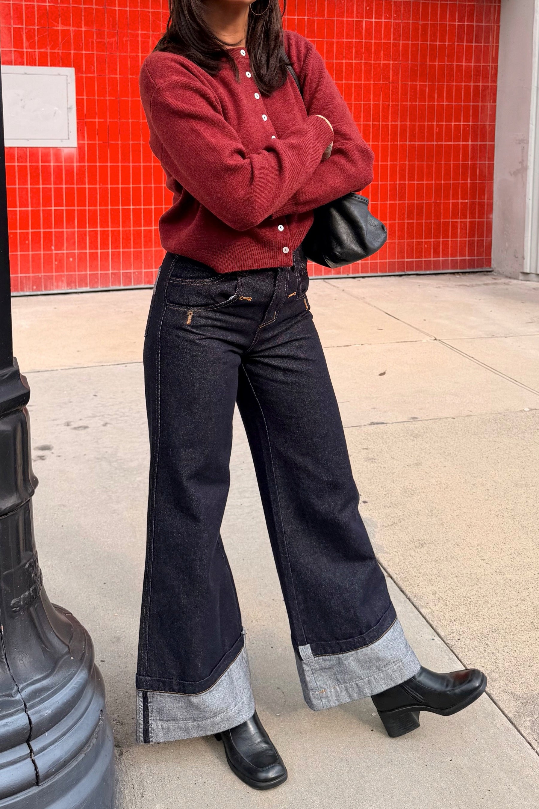 Wide Leg Cuffed Jean