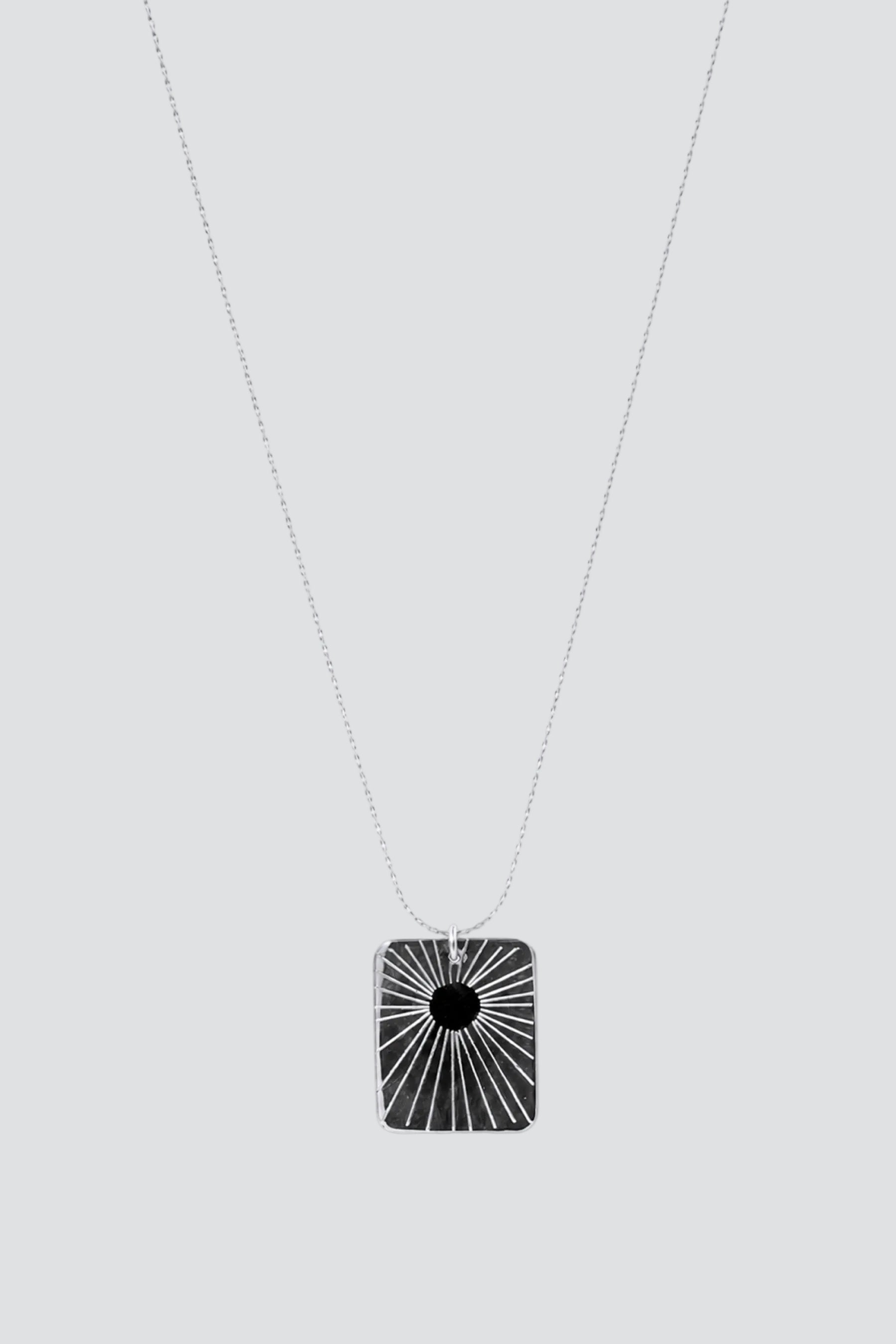 Silver Lrg Glow Rectangle Necklace