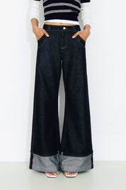 Wide Leg Cuffed Jean