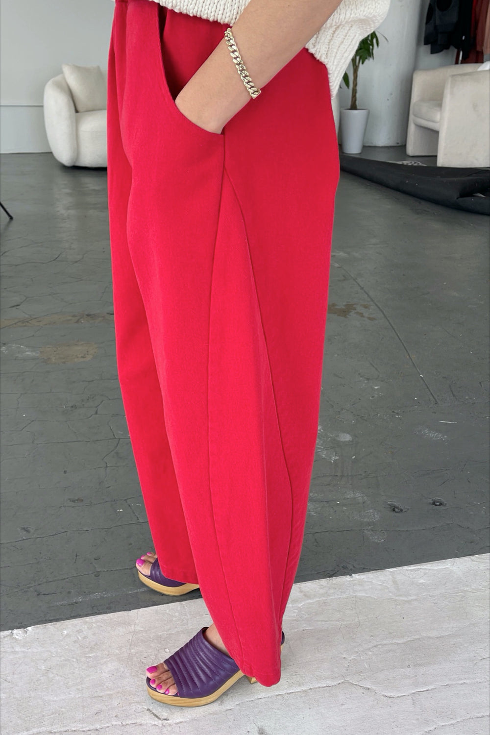 Crayon Red Canvas Arc Pant