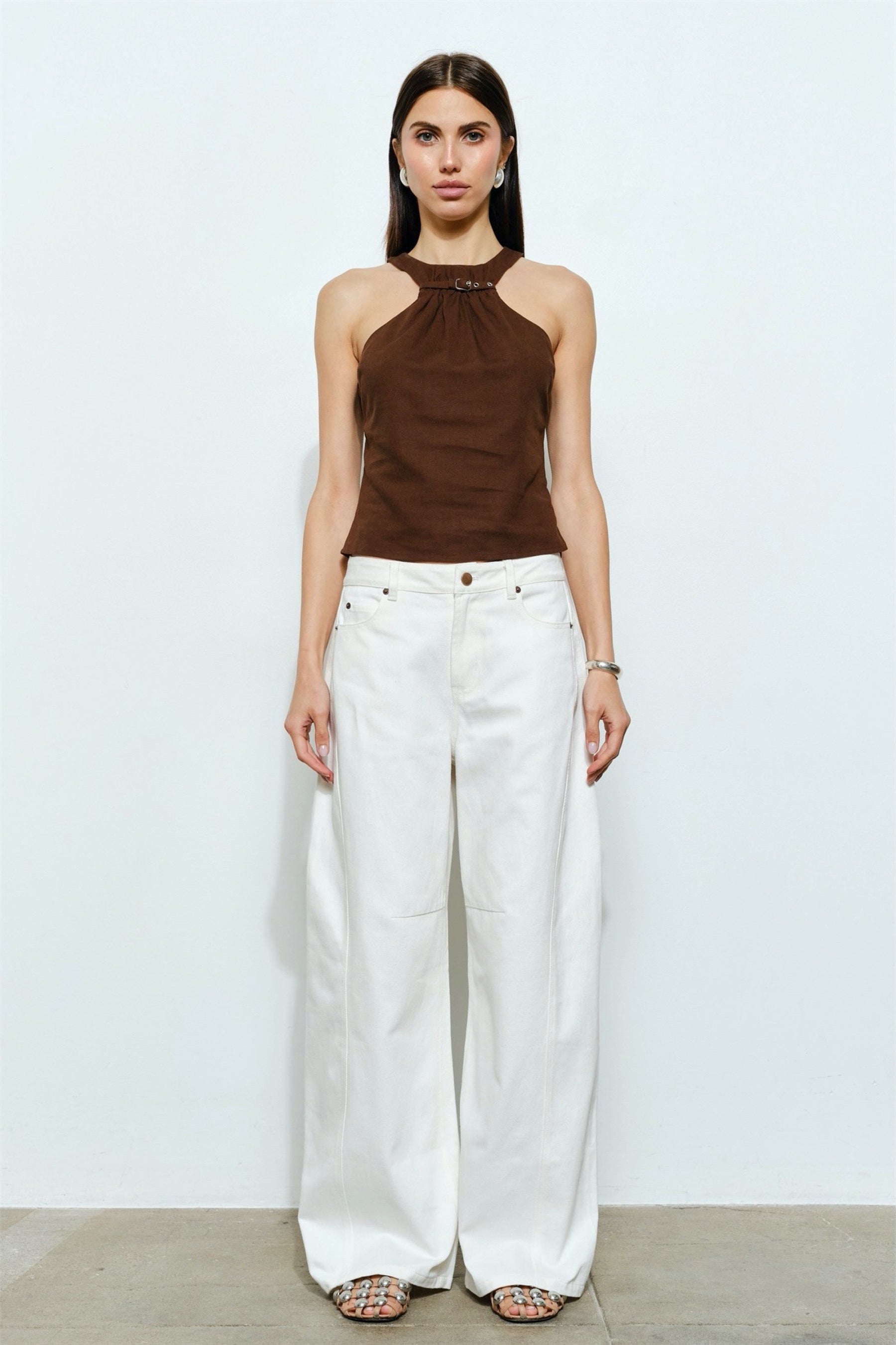 White Brynn Sculpted Wide Denim