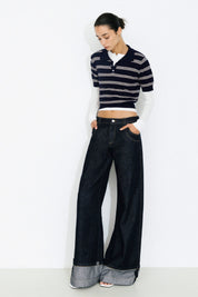 Wide Leg Cuffed Jean