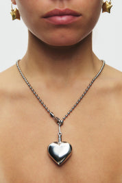 Silver Puffed Heart II Necklace
