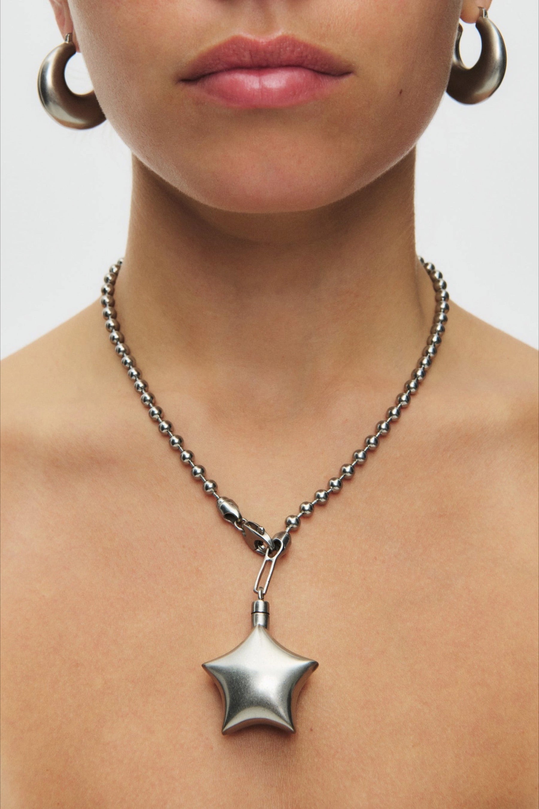 Silver Puffed Star II Necklace