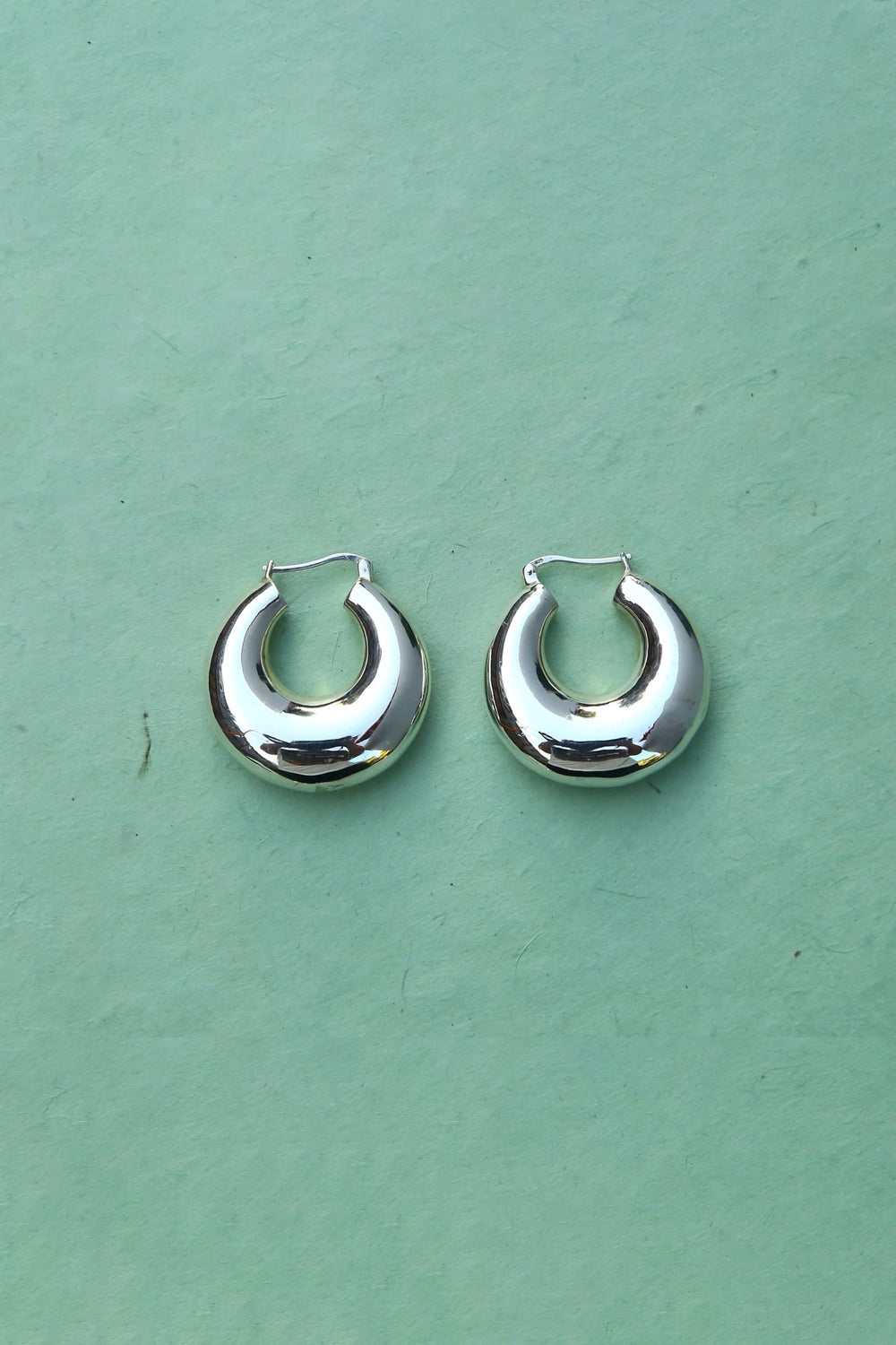 Polished Silver Puff Hoops