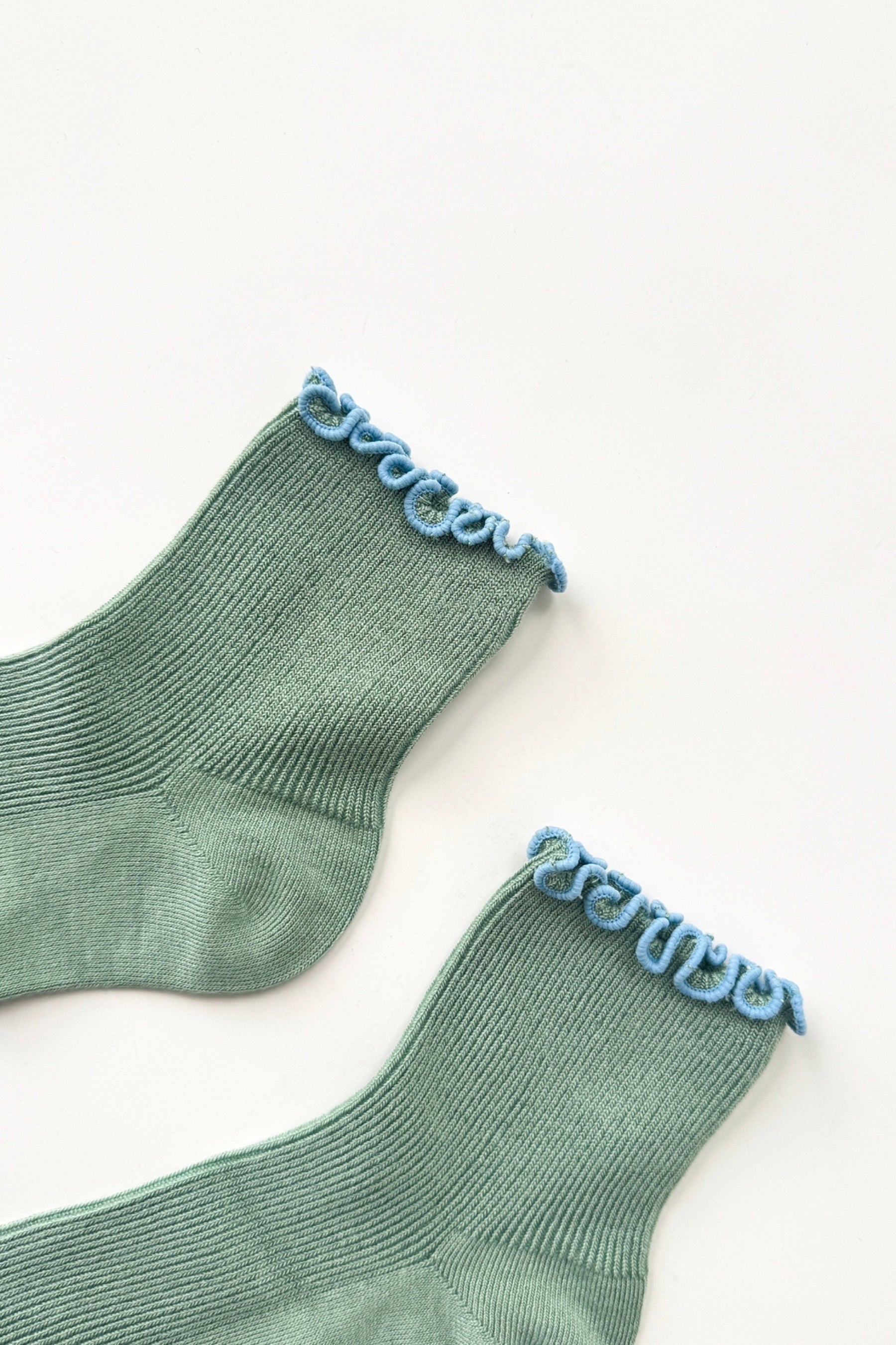 Seaglass + Blue Ruffled Socks