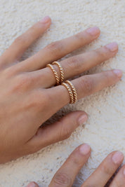 Gold Hammered Rope Ring