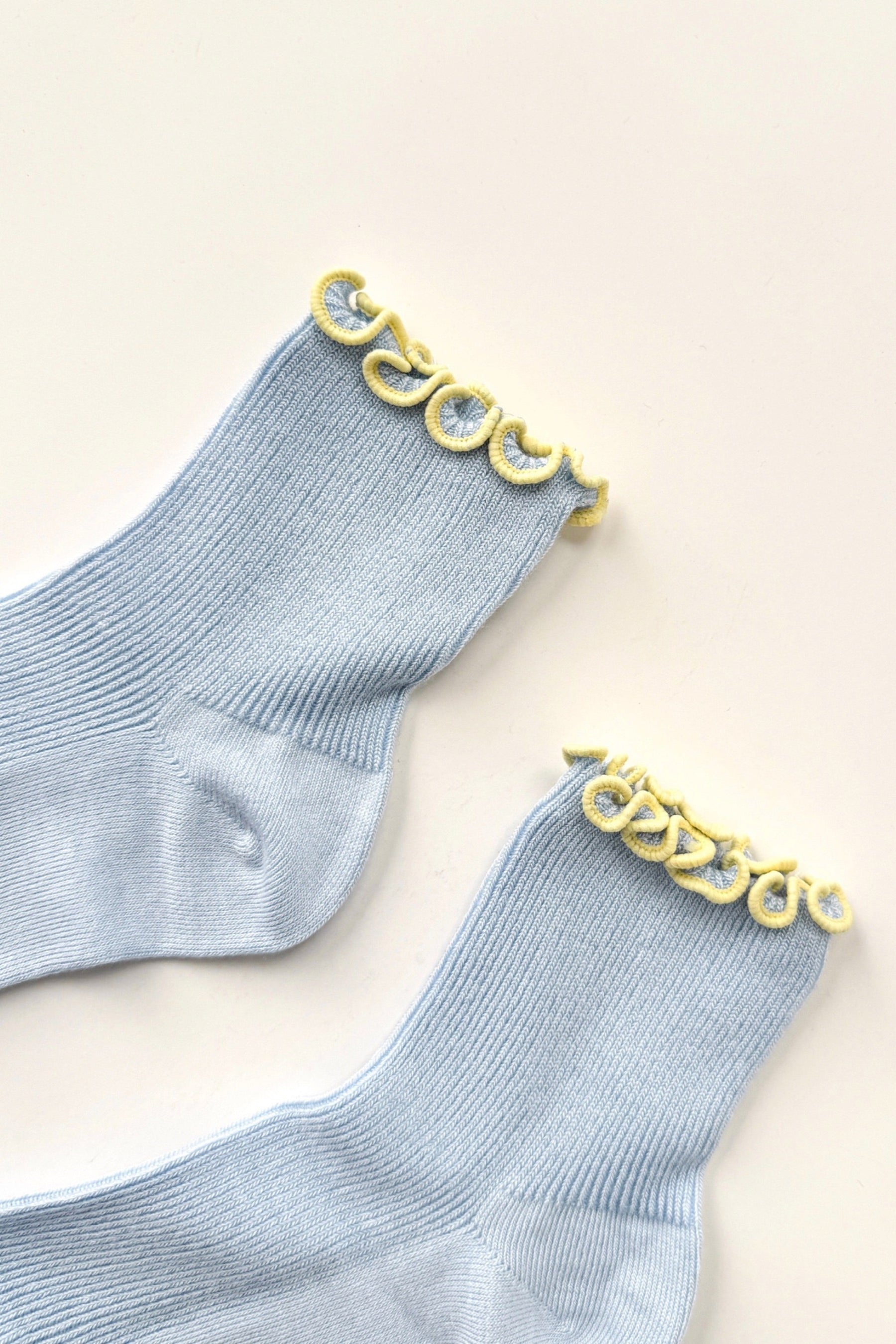 Baby Blue + Butter Ruffled Socks