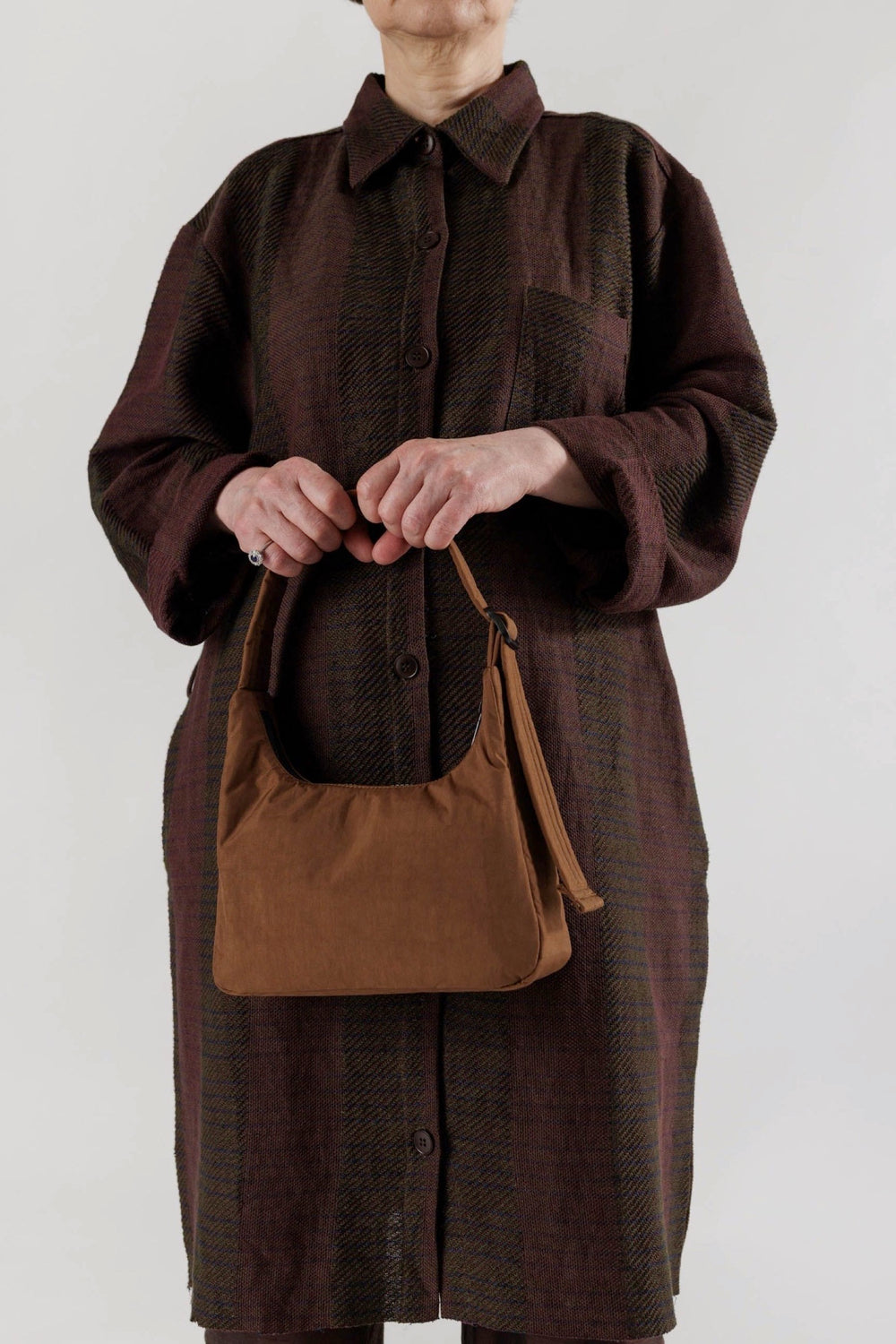 Brown Mini Nylon Shoulder Bag