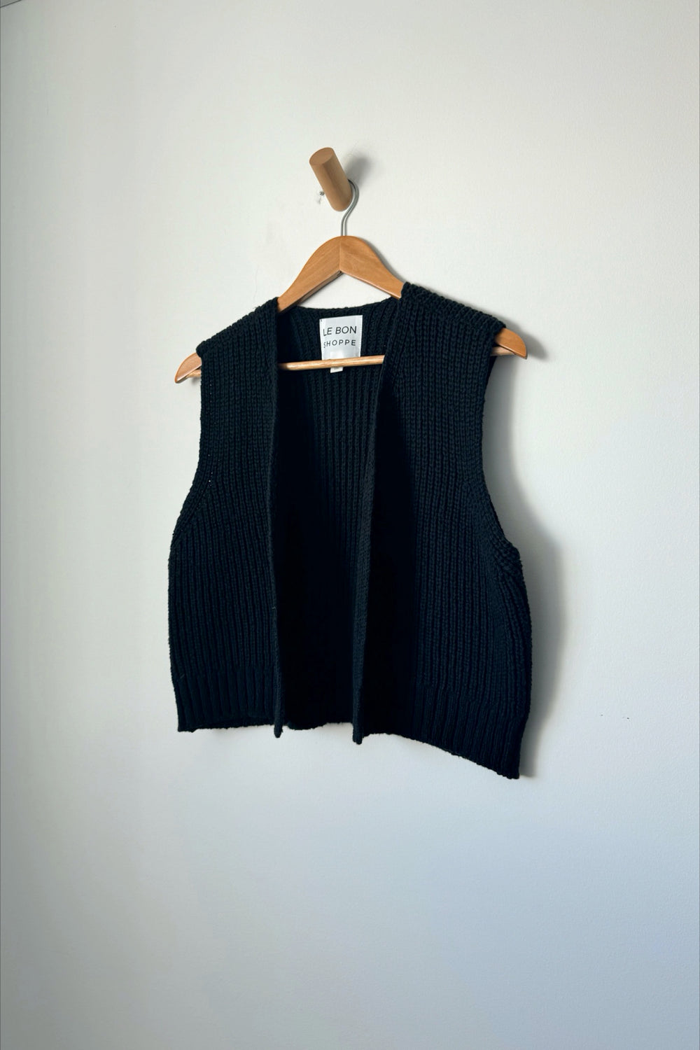 Black Cotton Granny Sweater Vest