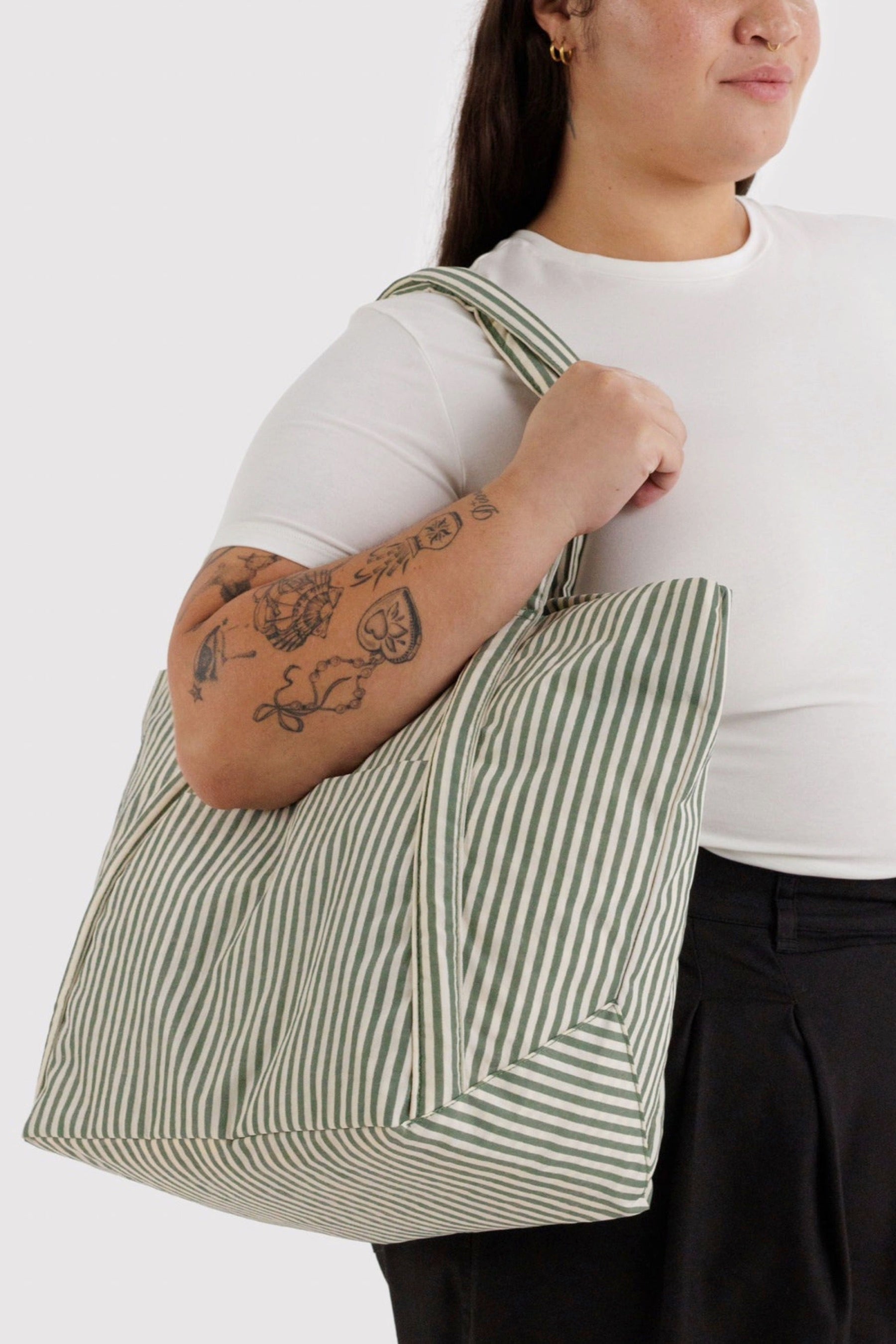 Sage Stripe Cloud Bag