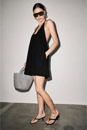 Black Lala Halter Dress